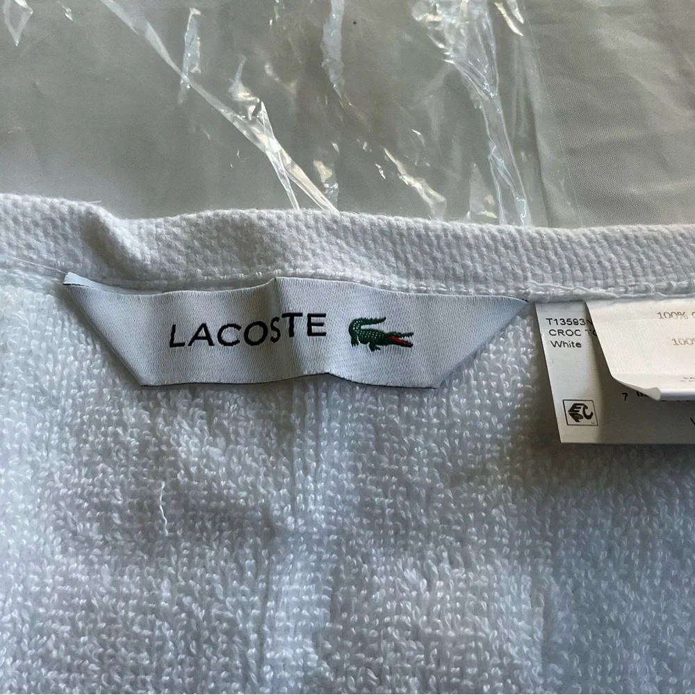 LACOSTE White 2 Hand Wash Towels 100% Cotton-New In Package